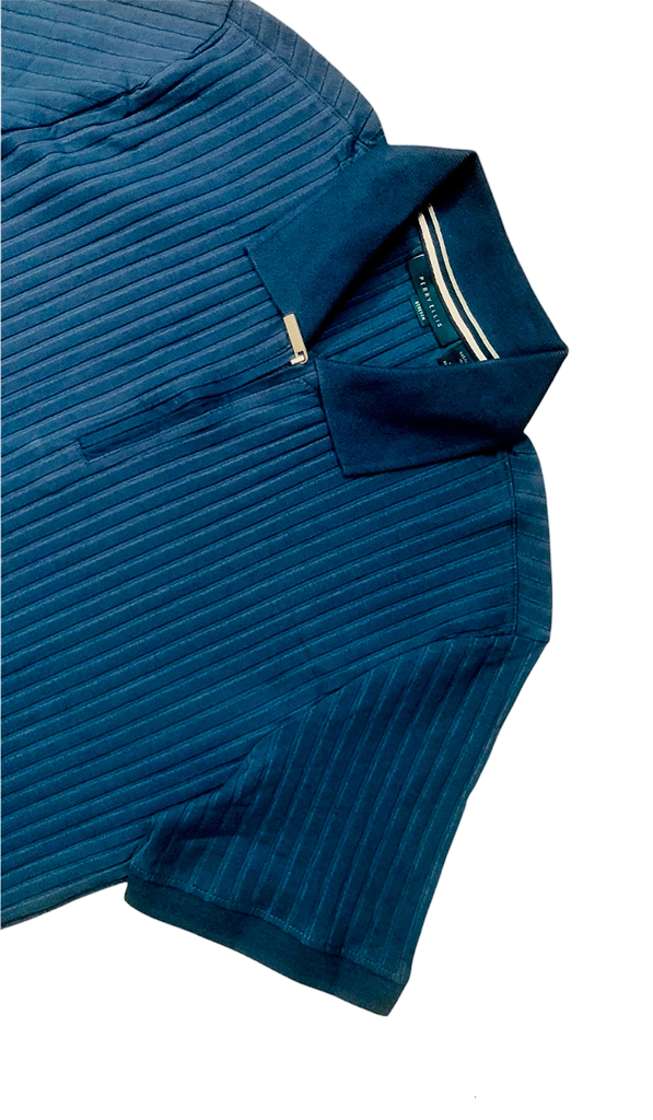 Perry Ellis Zipper Polo - Blue Color - Image 2