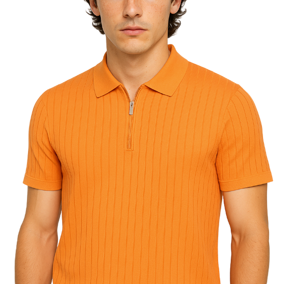 Perry Ellis - Zipper Polo - Orange Full