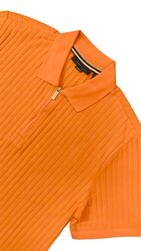 Perry Ellis Zipper Polo - Orange Color - Image 2