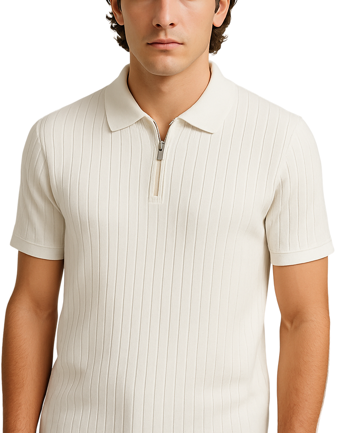 Perry Ellis - Zipper Polo - white 2