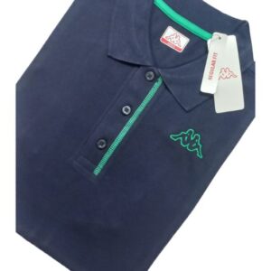 Kappa Polo - Light Black With Green Button Strip Angle Shot