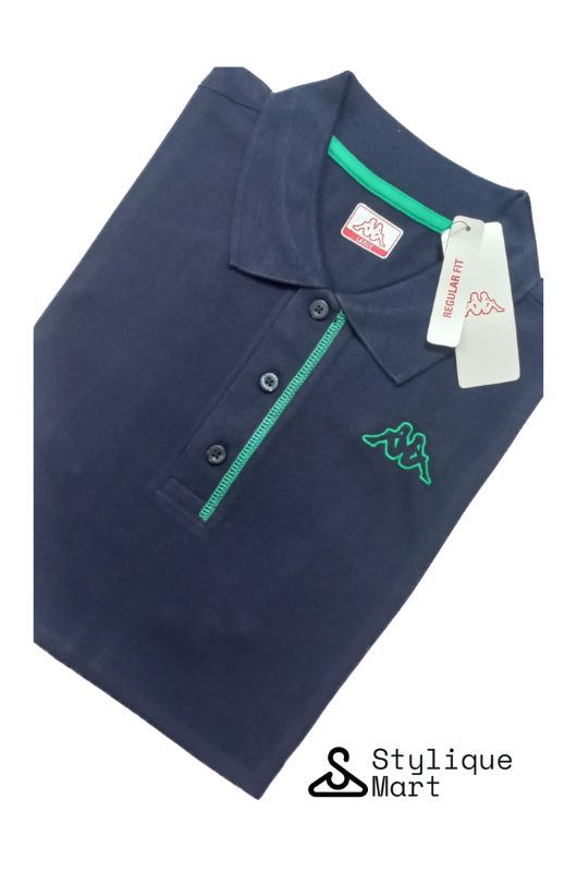 Kappa Polo - Light Black With Green Button Strip Angle Shot