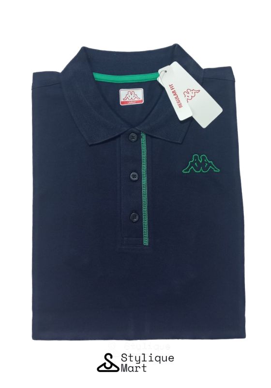 Kappa Polo - Light Black With Green Button Strip
