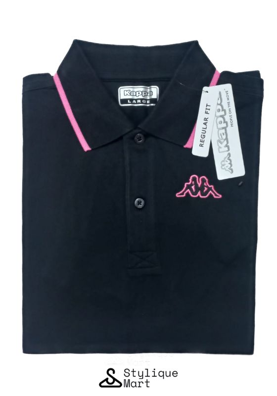 Kappa Polo - Dark Black With Pink Neck
