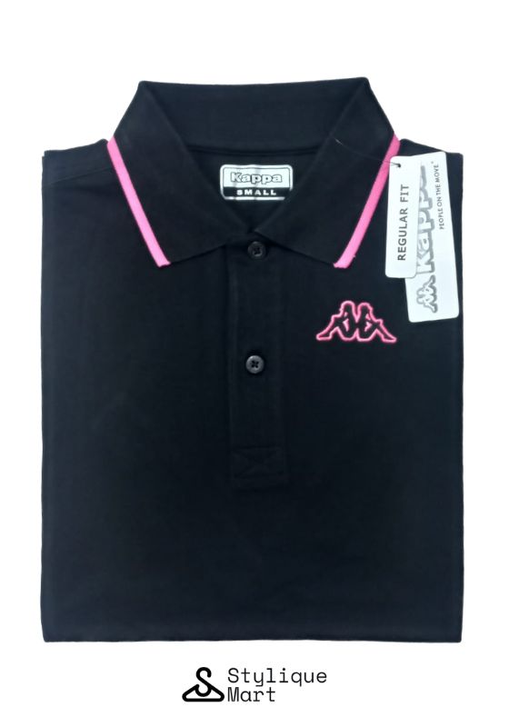 Kappa Polo - Solid Navy Blue With Pink Stirpe